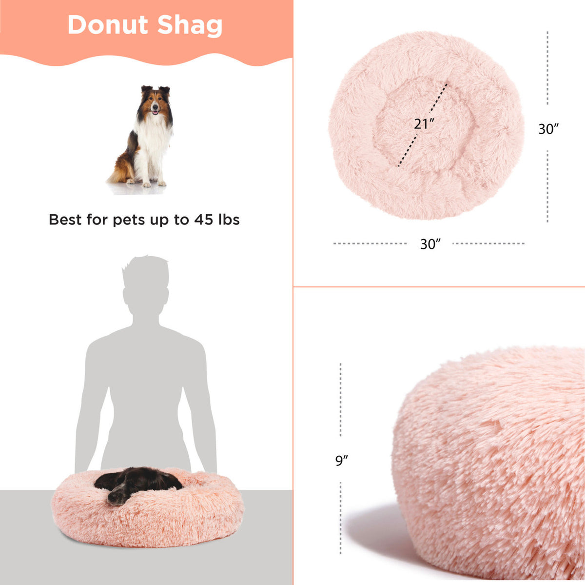 Best Friends by Sheri Donut Shag Cotton Candy 30x30