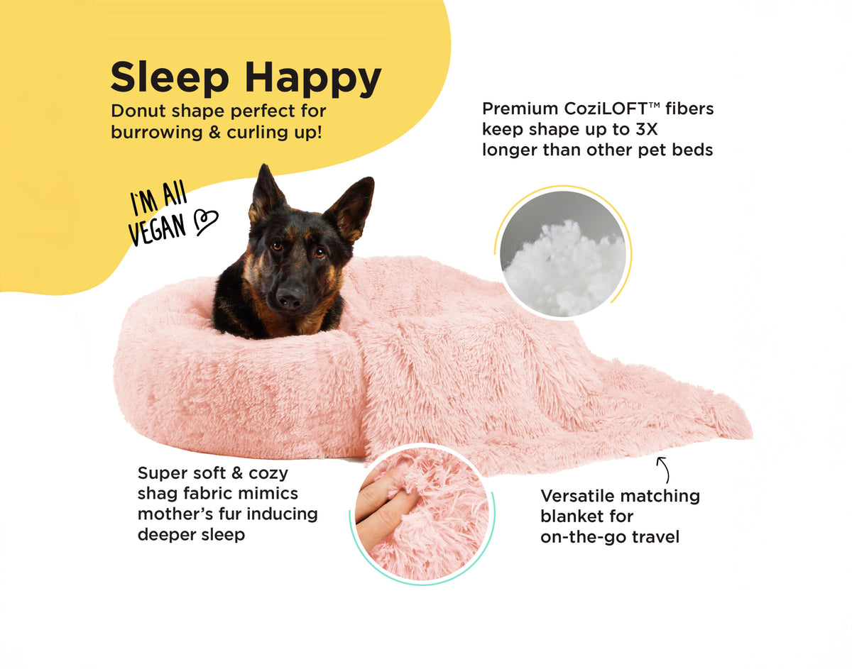 Donut Shag Bundle Bed and Blanket Candy Pink 36"x36"