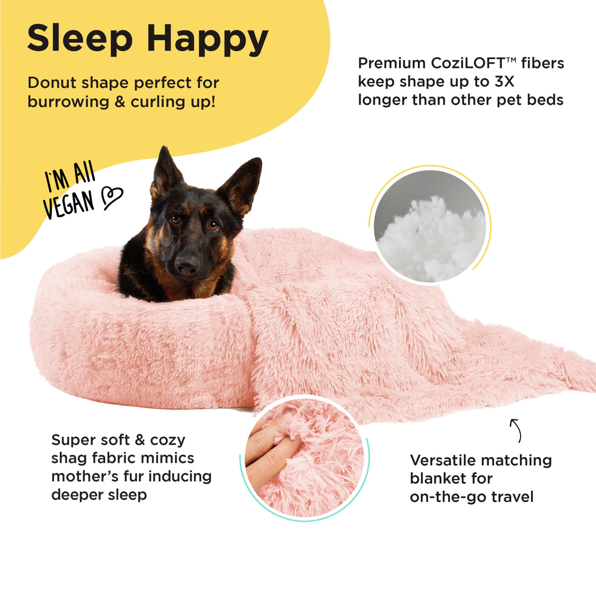 Donut Shag Bundle Bed and Blanket Candy Pink 36"x36"