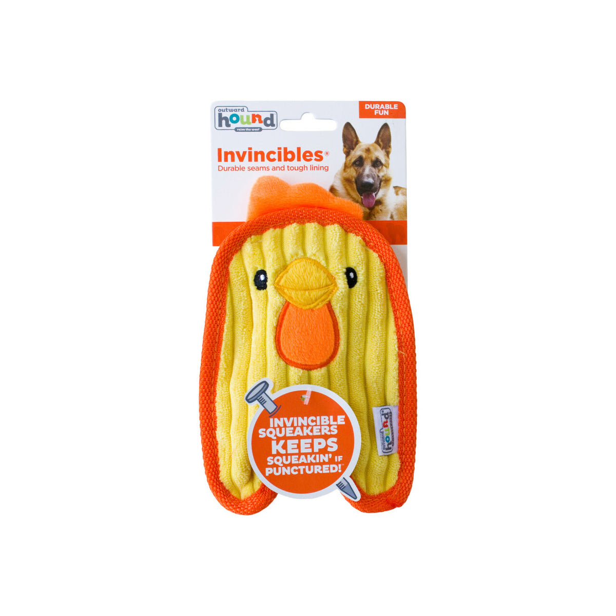 Outward Hound Invincibles Chicky Durable Plush Dog Toy Yellow XS