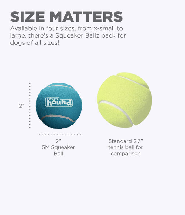 Outward Hound Squeaker Ballz Multicolor Small 4pk