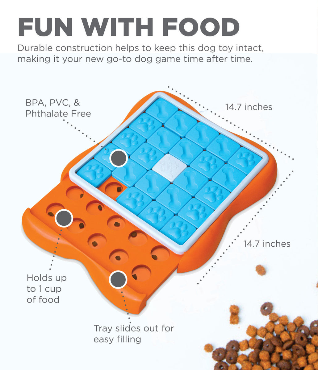 Nina Ottosson Challenge Slider Interactive Treat Dog Puzzle Toy Blue/Orange Level 3