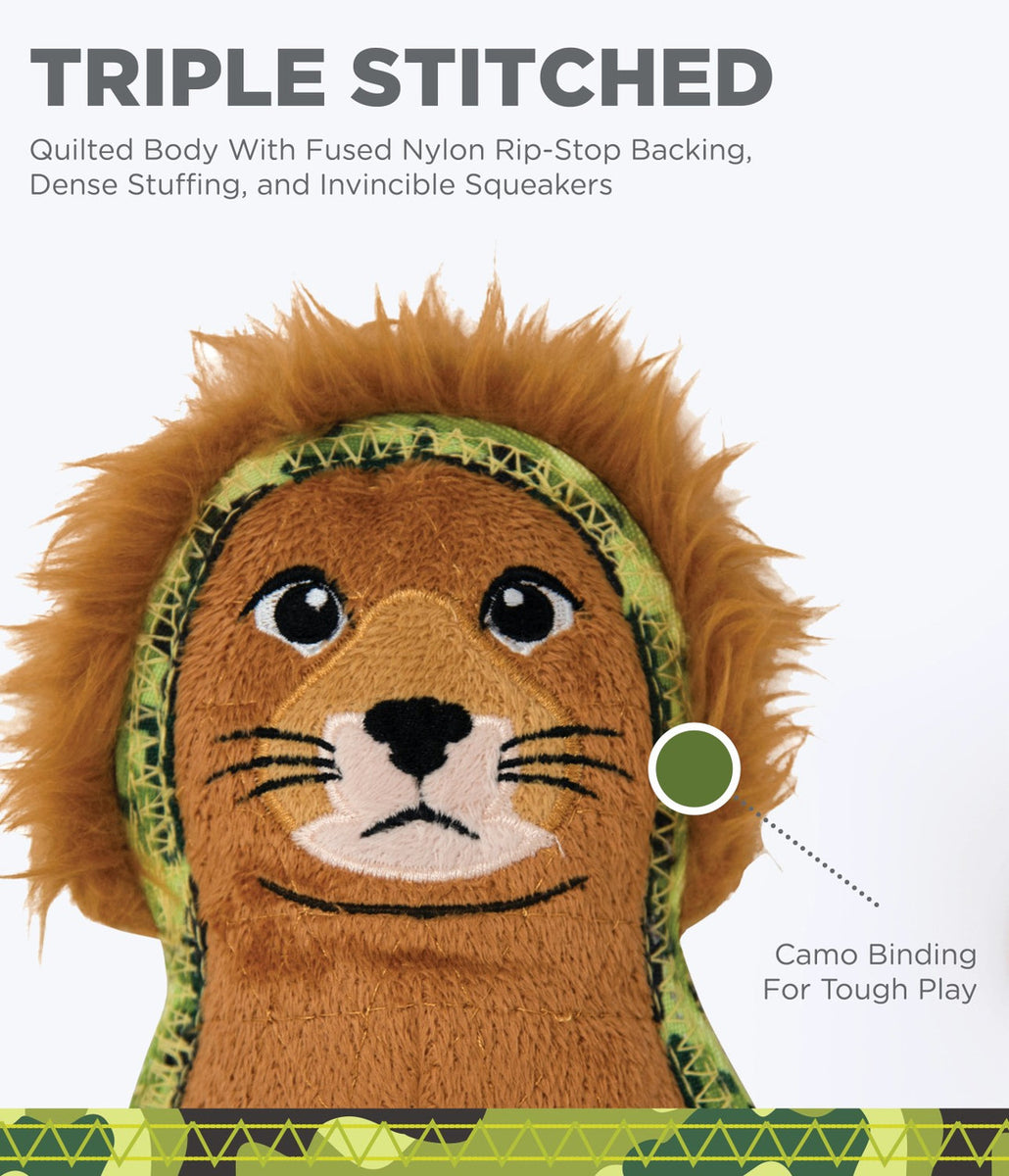 Outward Hound Xtreme Seamz Lion Plush Dog Toy Orange Small