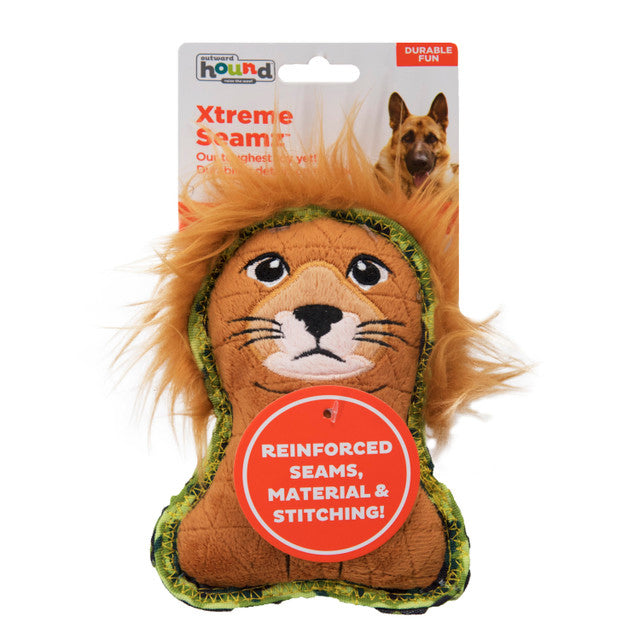 Outward Hound Xtreme Seamz Lion Plush Dog Toy Orange Small
