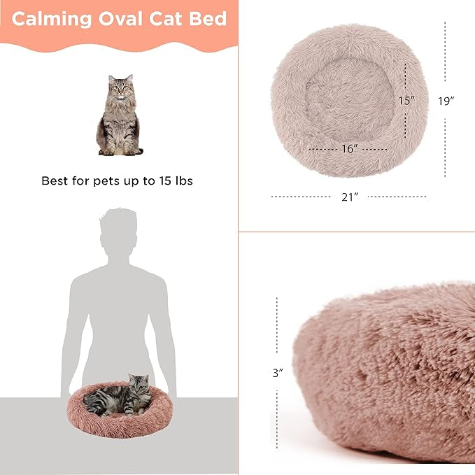 Best Friends by Sheri Cat Donut Bed Dusty Rose 21x19