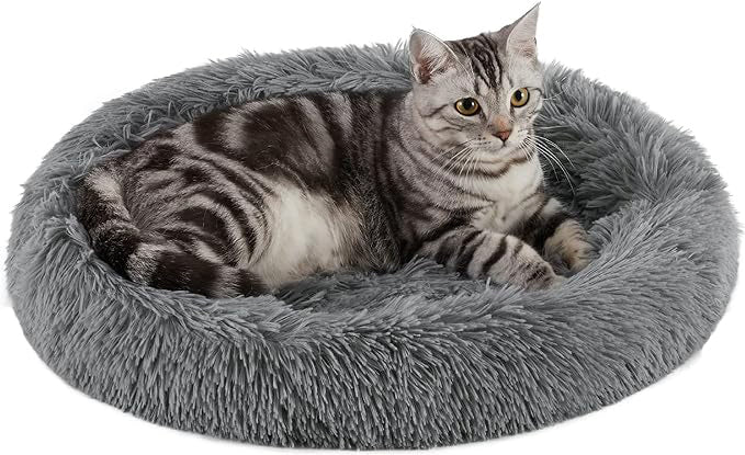 Best Friends by Sheri Cat Donut Bed Grey 21x19