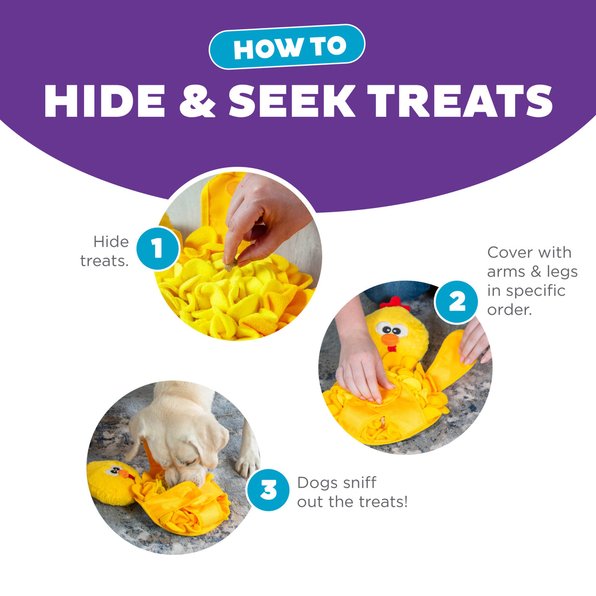 Nina Ottosson Snuffle Palz Chicken Interactive Plush Dog Puzzle Toy Yellow Large