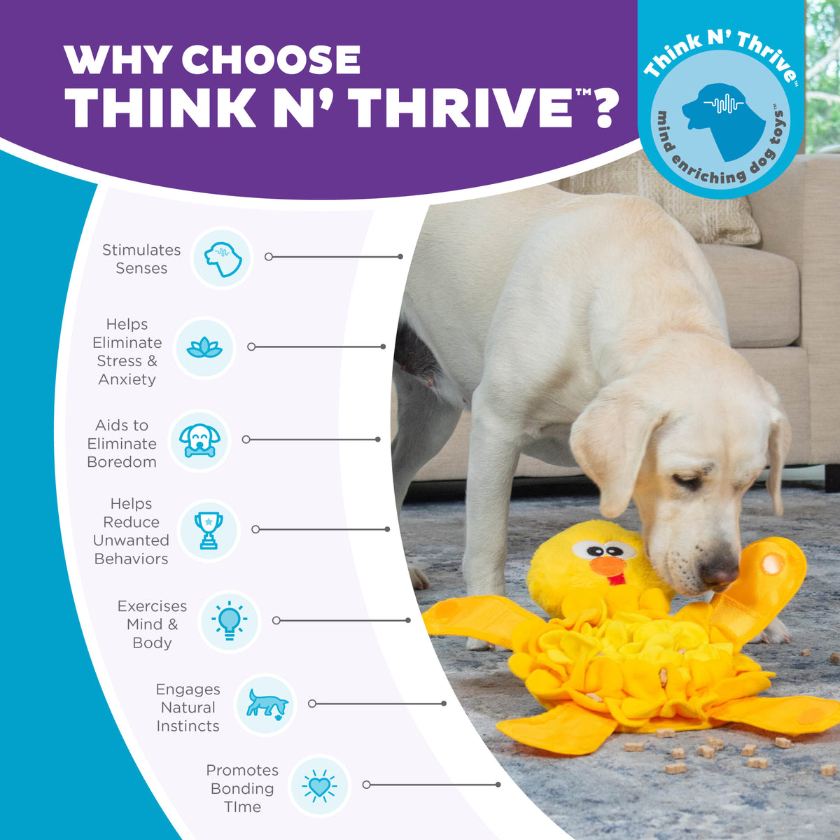 Nina Ottosson Snuffle Palz Chicken Interactive Plush Dog Puzzle Toy Yellow Large