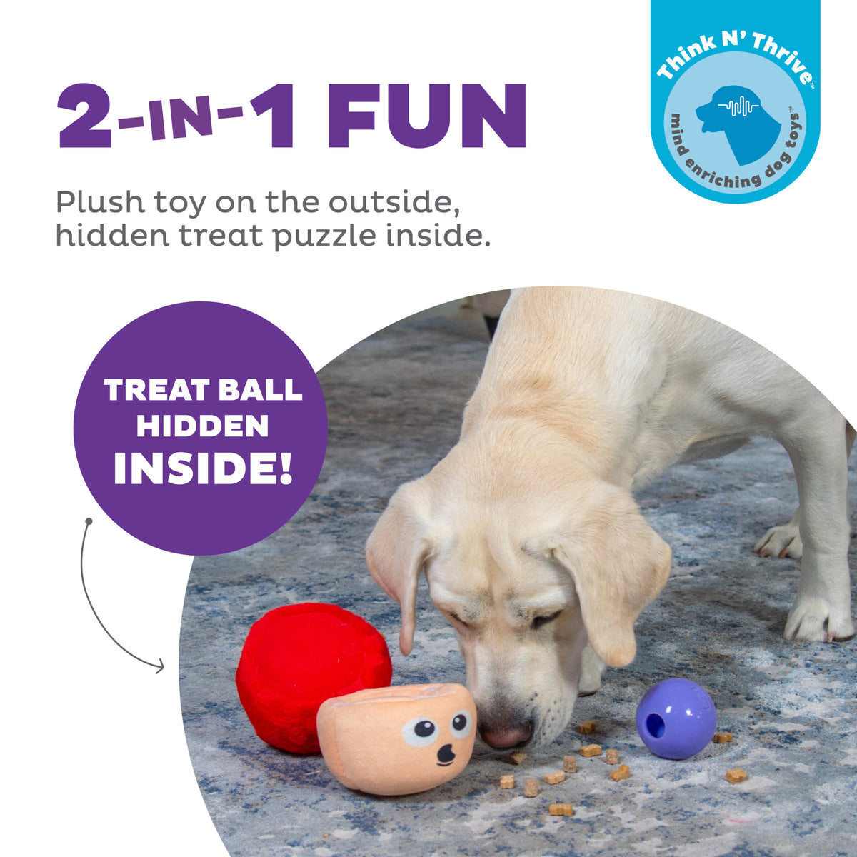 Nina Ottosson Snack Palz Mushroom Interactive Plush Dog Puzzle Toy