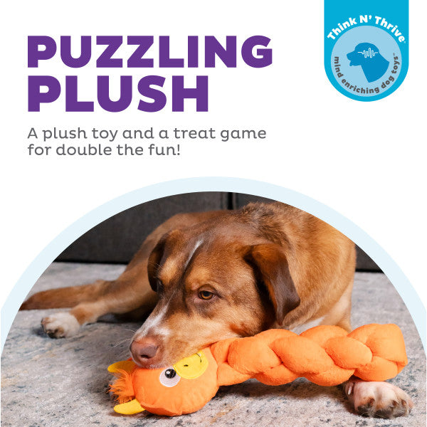 Nina Ottosson Twistiez Dragon TNT Interactive Plush Dog Toy Orange Large