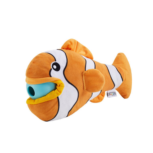 Nina Ottosson Big Mouthz Clown Fish Interactive Plush Dog Puzzle Toy Orange