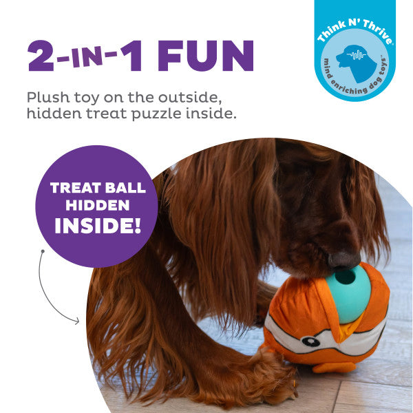 Nina Ottosson Big Mouthz Clown Fish Interactive Plush Dog Puzzle Toy Orange