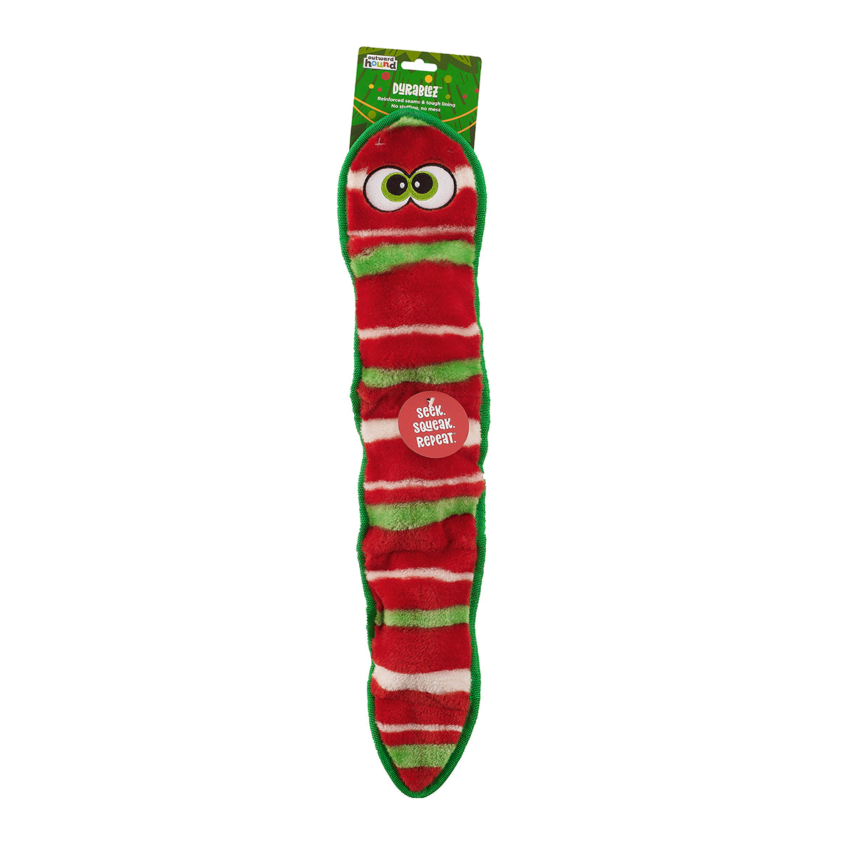 Outward Hound Durablez Holiday Snake Dog Chew Toy Green Small