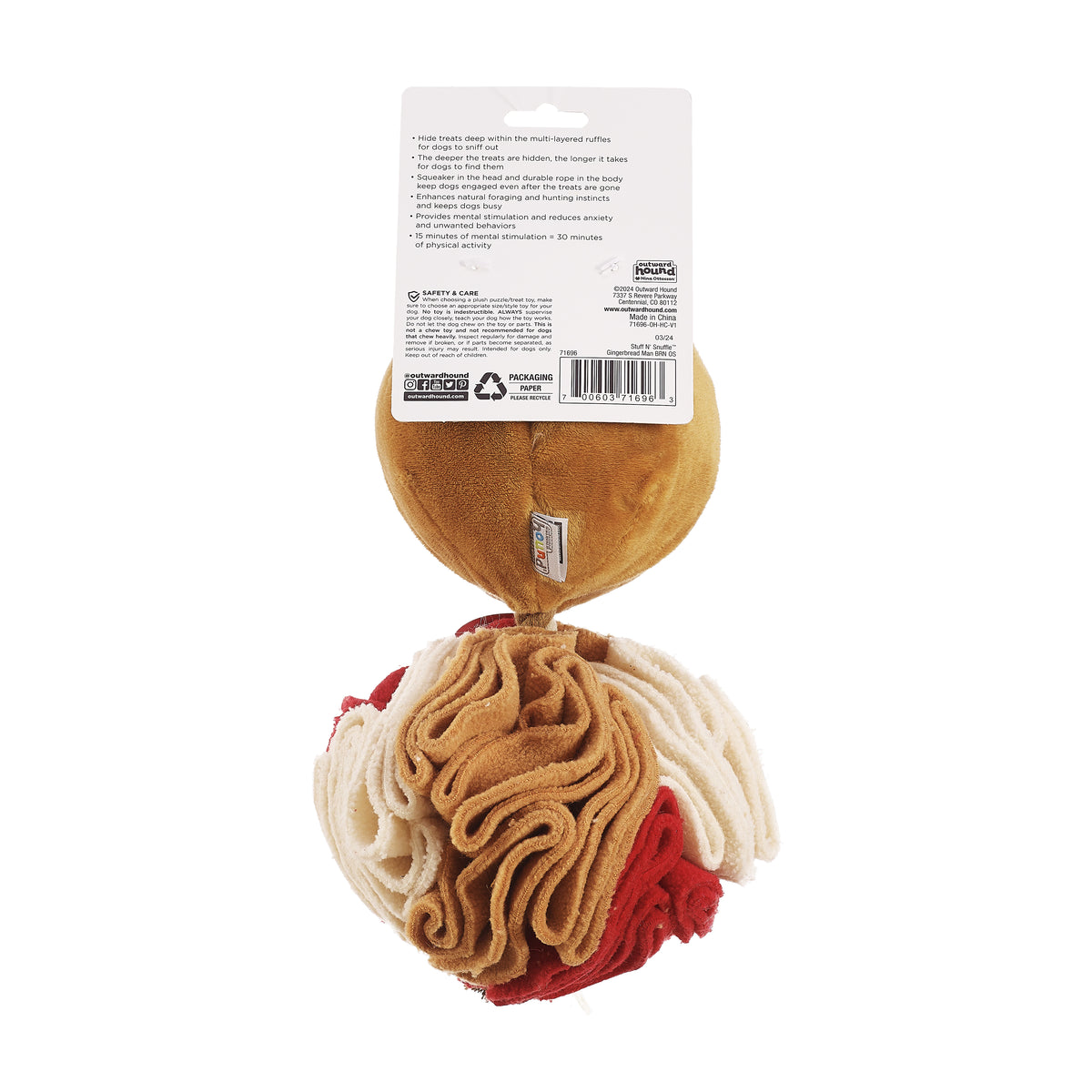 Nina Ottosson Stuff N' Snuffle Gingerbread Man Interactive Dog Toy Brown