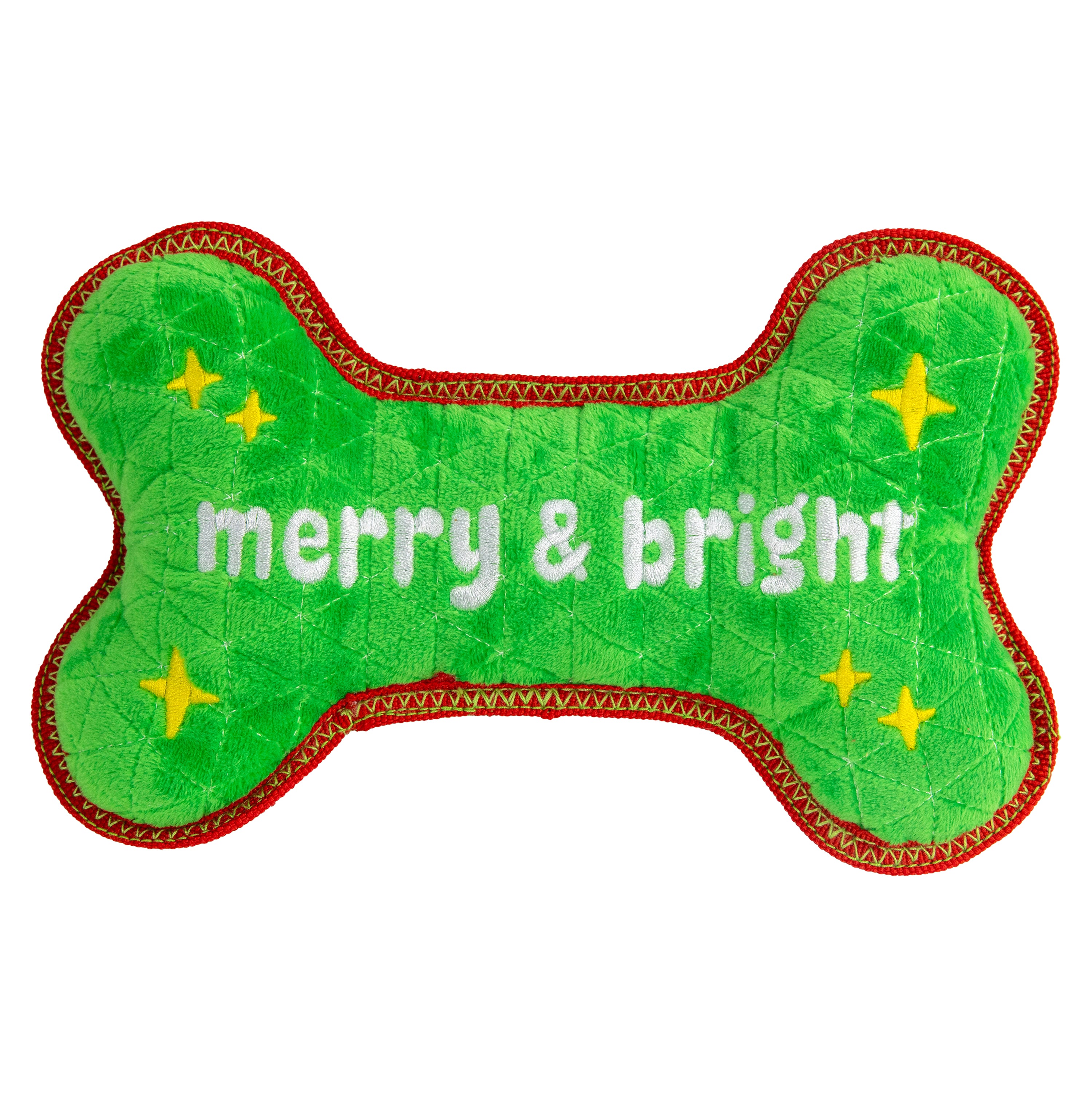 Outward Hound Xtreme Seamz Holiday Bone Dog Toy Green Medium