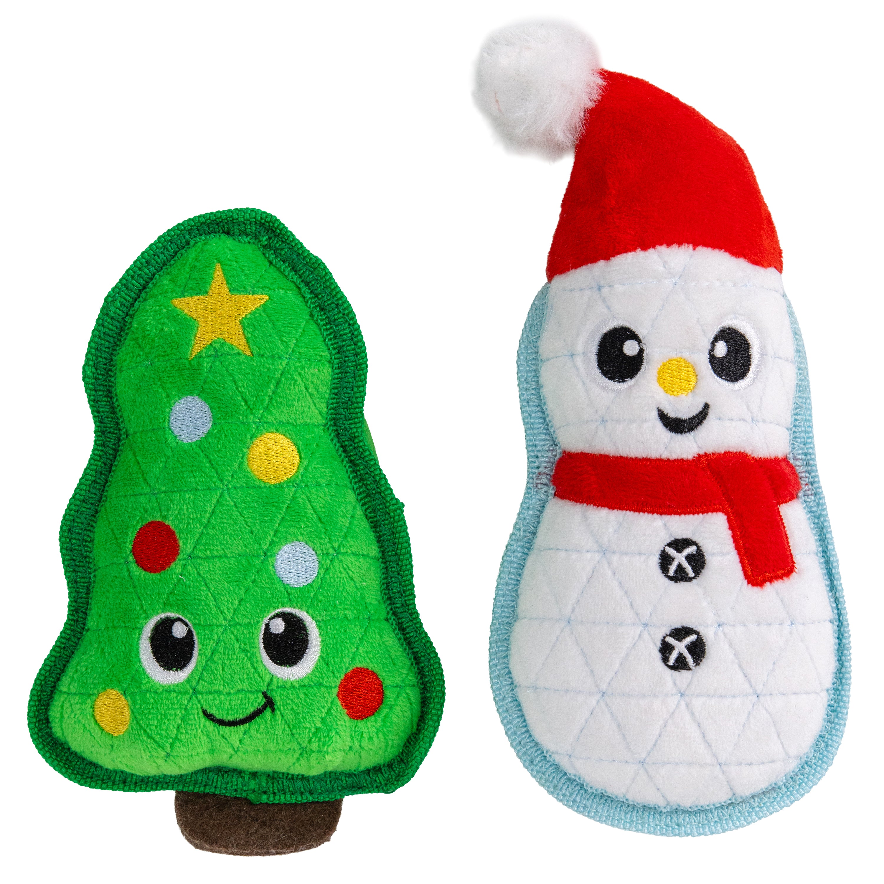Outward Hound Xtreme Seamz Snowman & Tree Dog Toy Small 2pk
