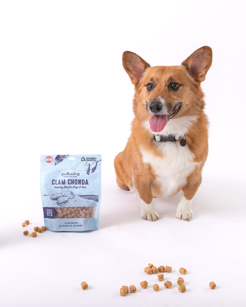 Polkadog Clam Chowda Training Bits Crunchy Dog and Cat Treats 7oz
