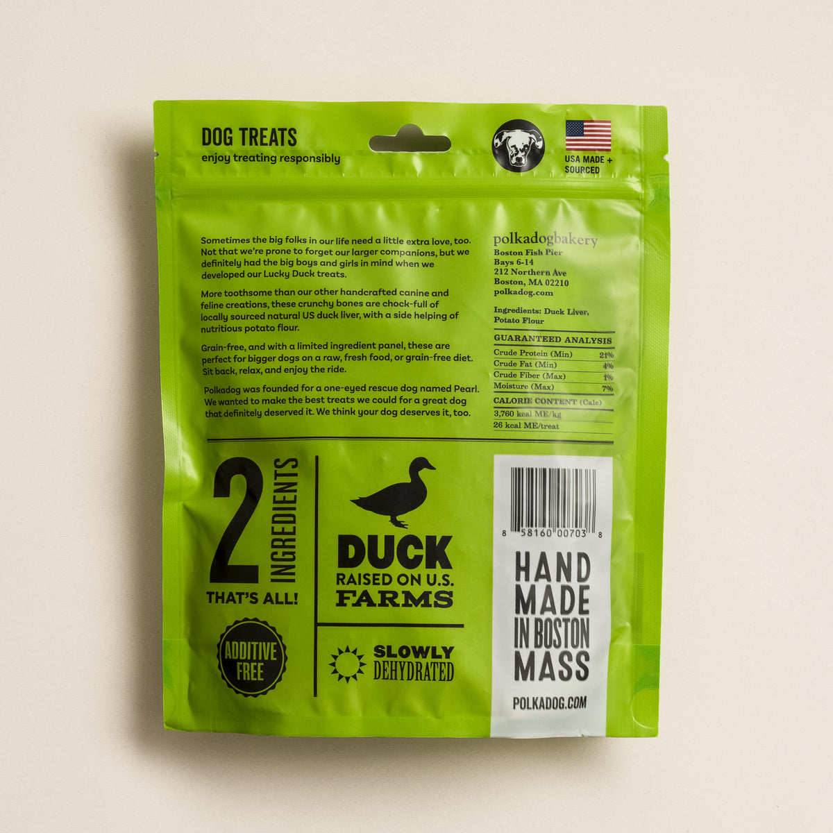 Polkadog Lucky Duck Bone Shaped Crunchy Dog Treats 7oz