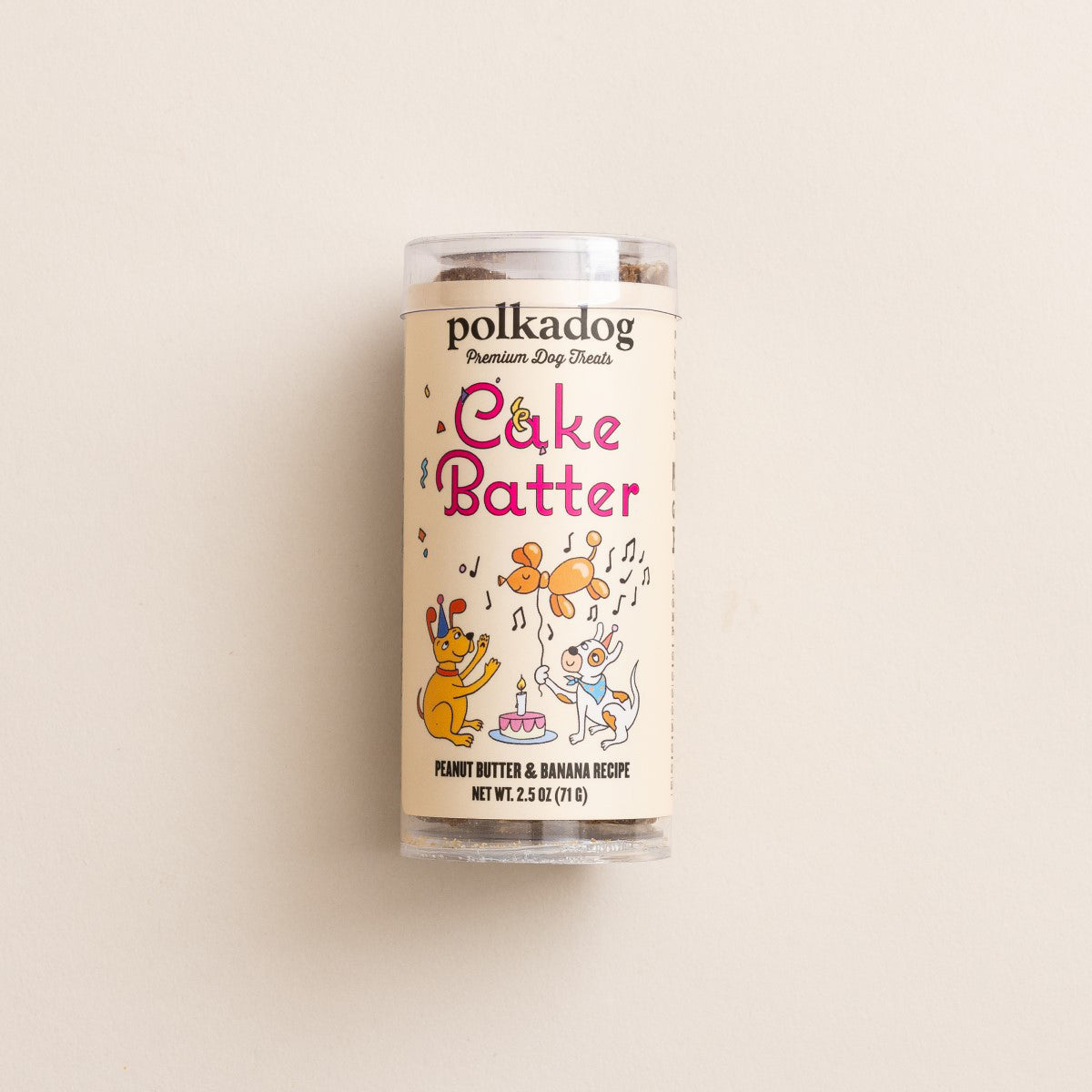 Polkadog Cake Batter Peanut Butter and Banana Soft & Chewy Dog Treats Mini Tube 2.5oz