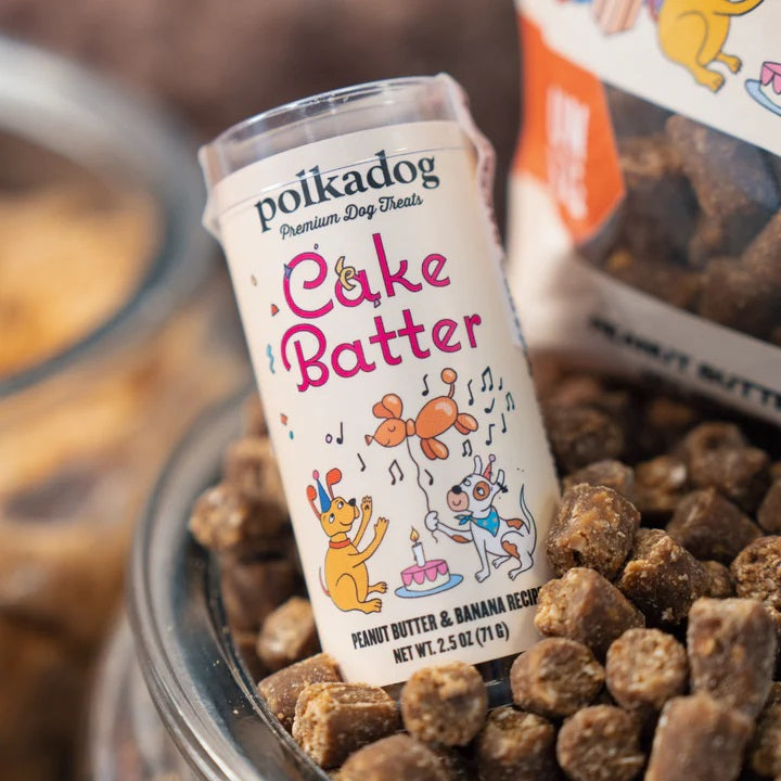 Polkadog Cake Batter Peanut Butter and Banana Soft & Chewy Dog Treats Mini Tube 2.5oz