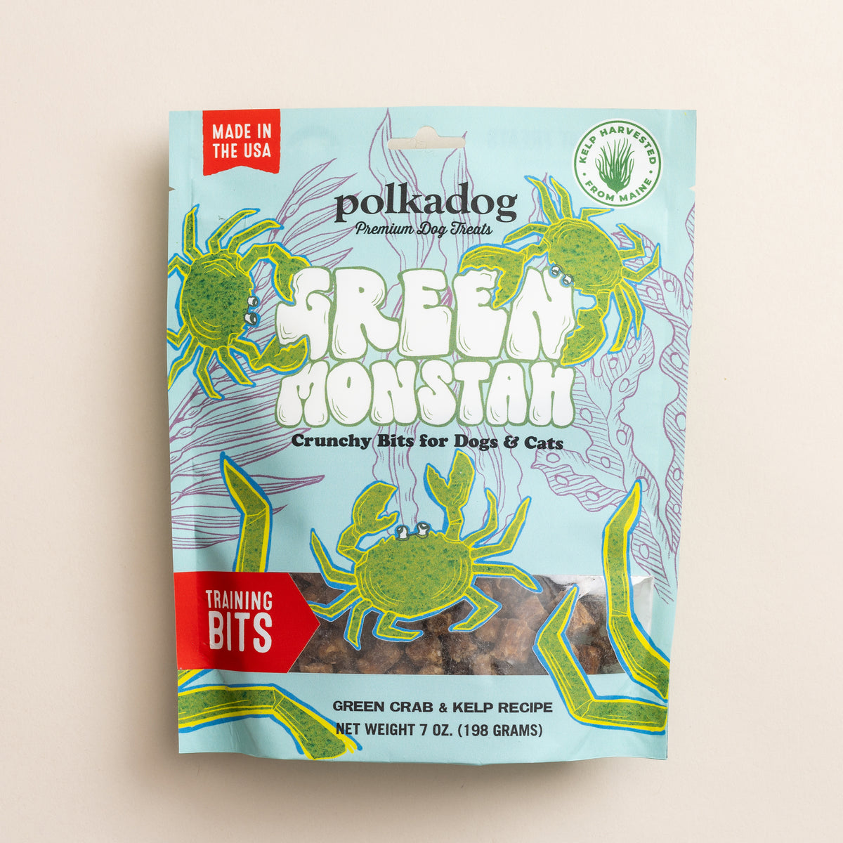 Polkadog Green Monstah Training Bits Crunchy Dog and Cat Treats 7oz