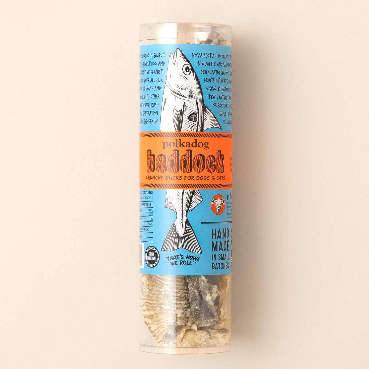 Polkadog Haddock Crunchy Dog and Cat Treats Tube 2oz Case of 6