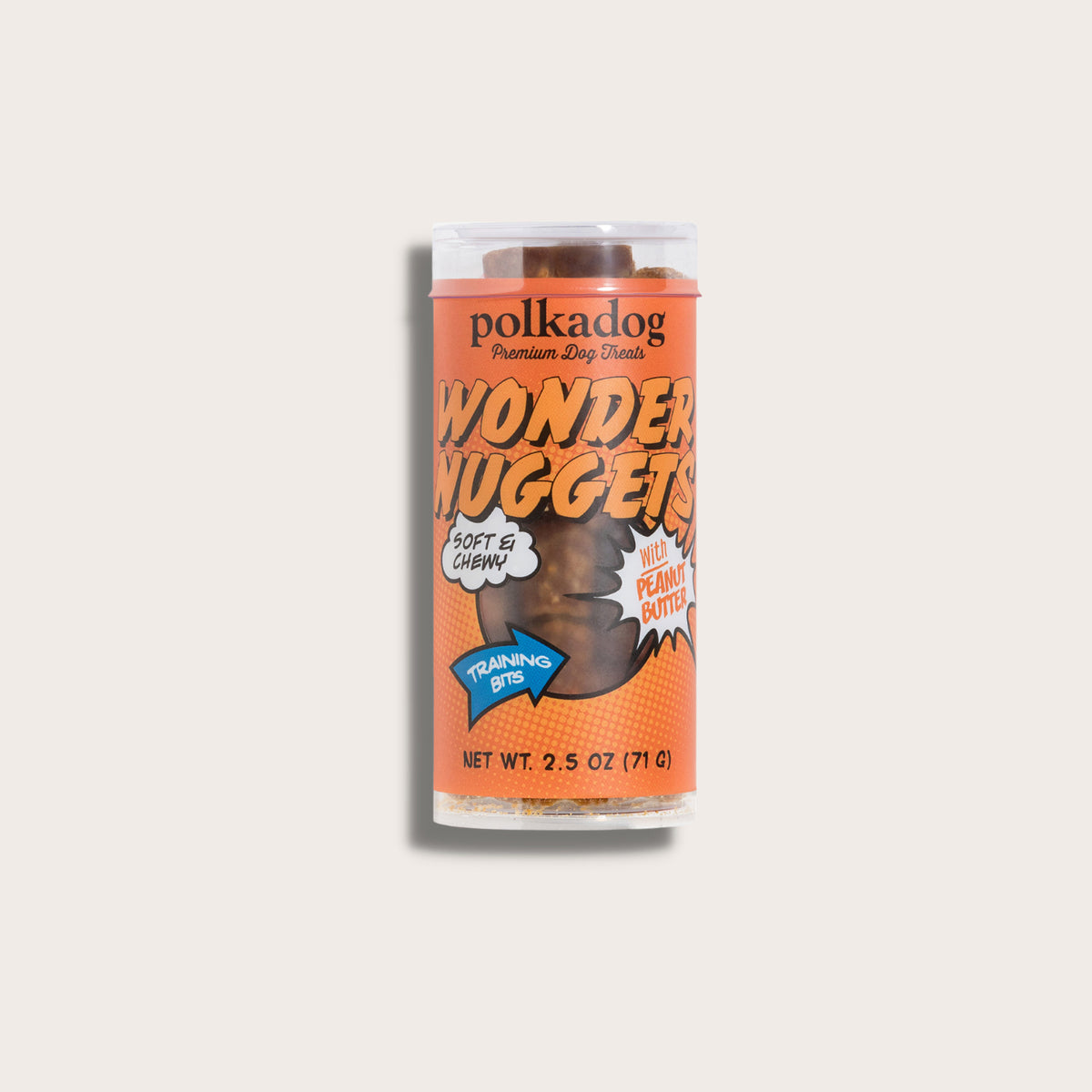 Polkadog Wonder Nuggets Training Bits Peanut Butter Soft & Chewy Dog Treats Mini Tube 2.5oz