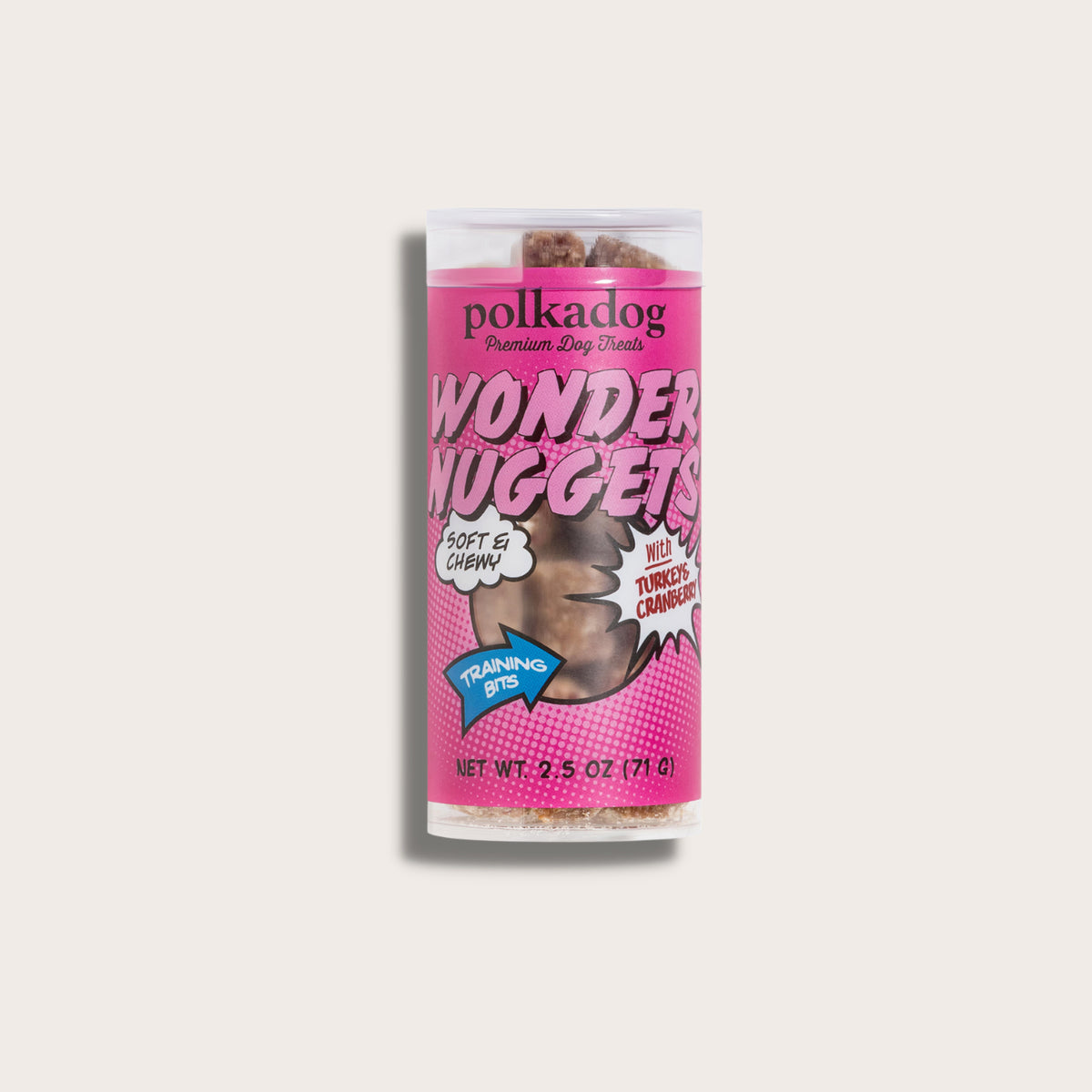 Polkadog Wonder Nuggets Training Bits Turkey & Cranberry Soft & Chewy Dog and Cat Treats Mini Tube 2.5oz