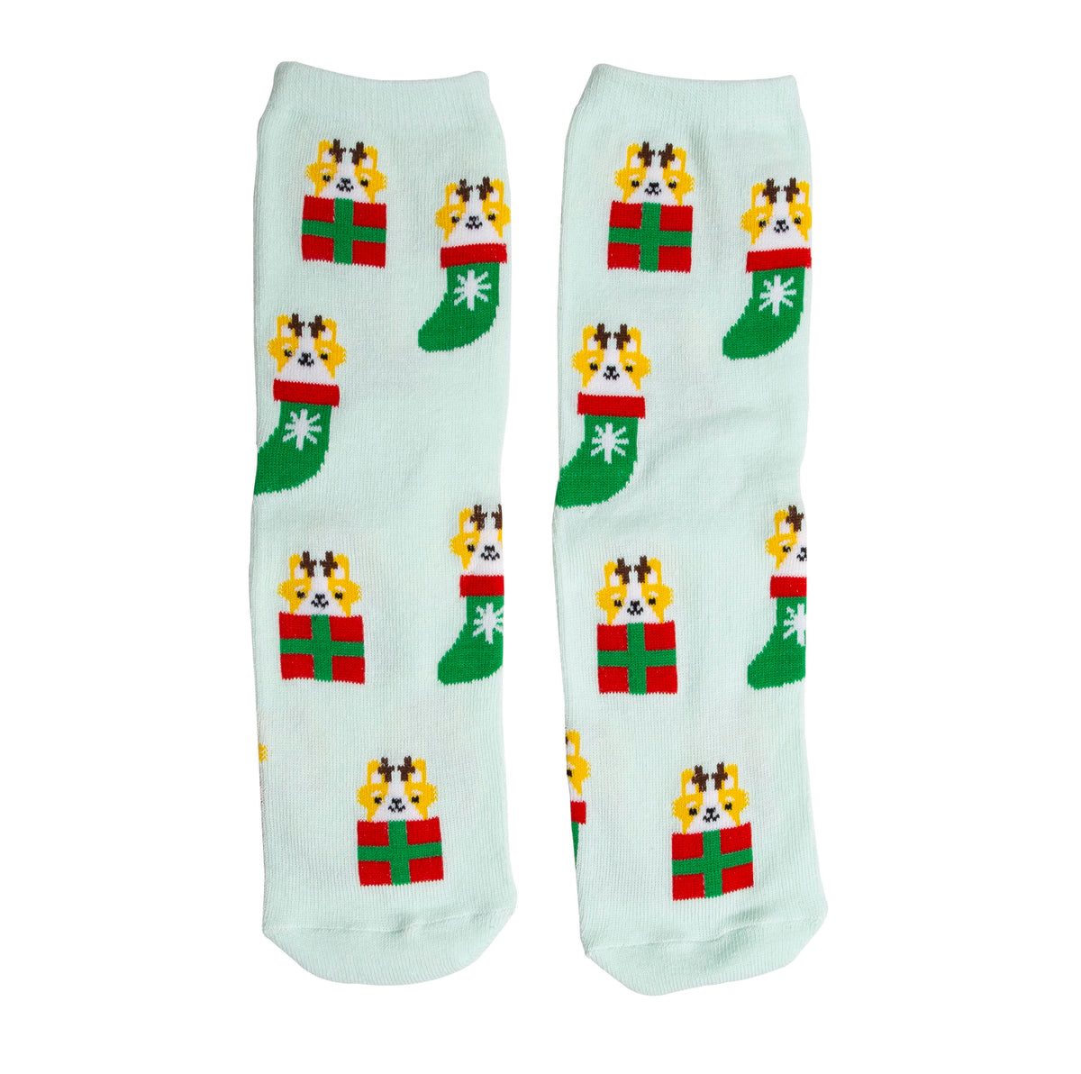 Pearhead Corgi Holiday Socks Green One Size
