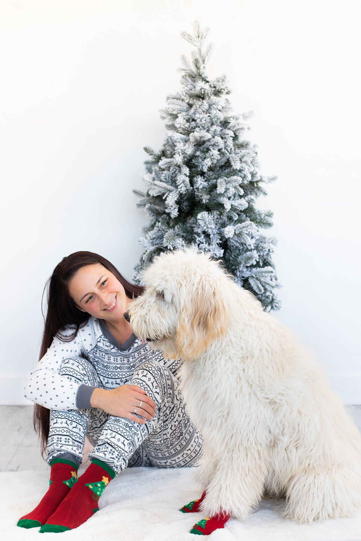 Pearhead Holiday Tree Human and Dog Sock Set 2pc