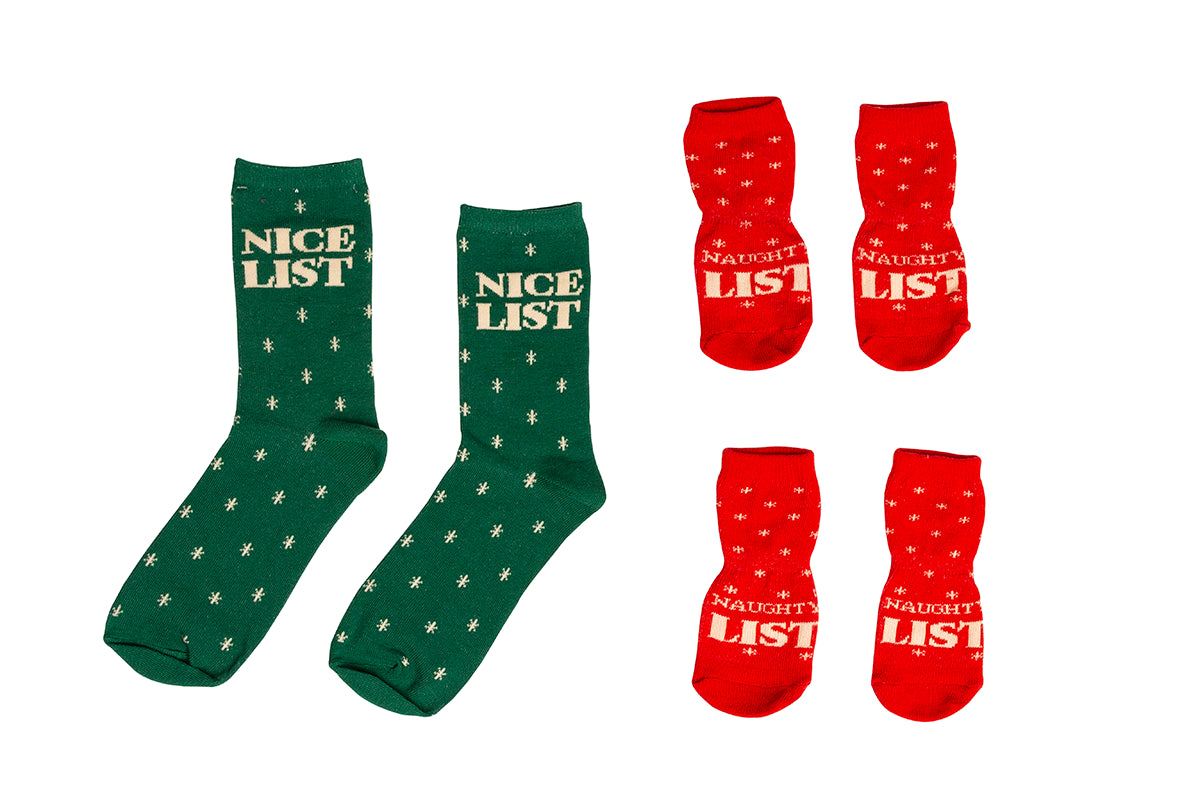Pearhead Naughty List / Nice List Human and Dog Sock Set