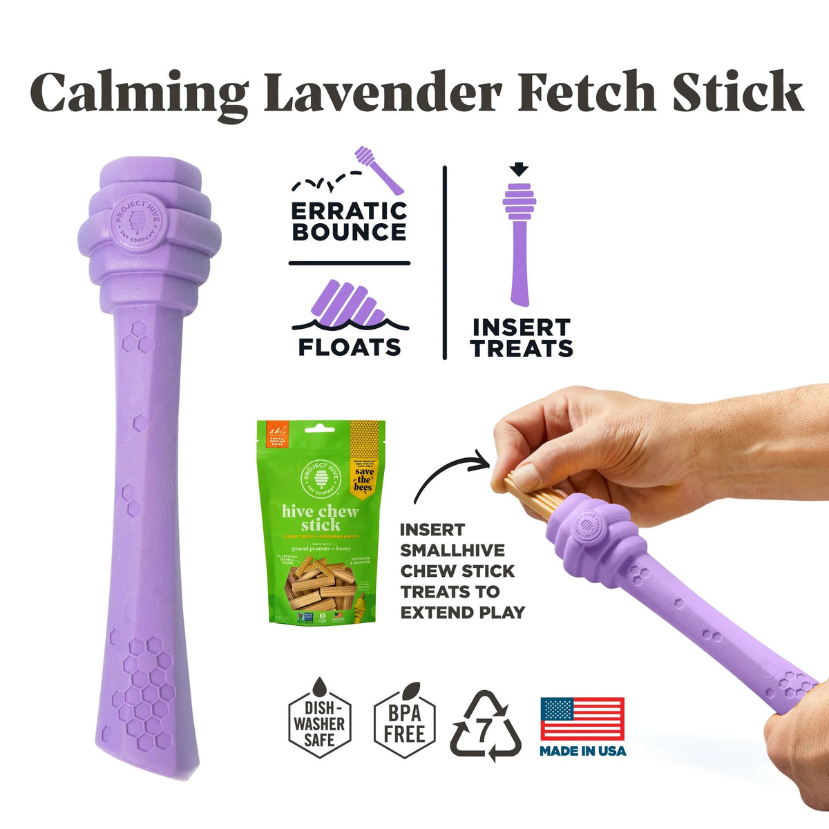 Project Hive Calming Lavender Scent Hive Fetch Stick Purple