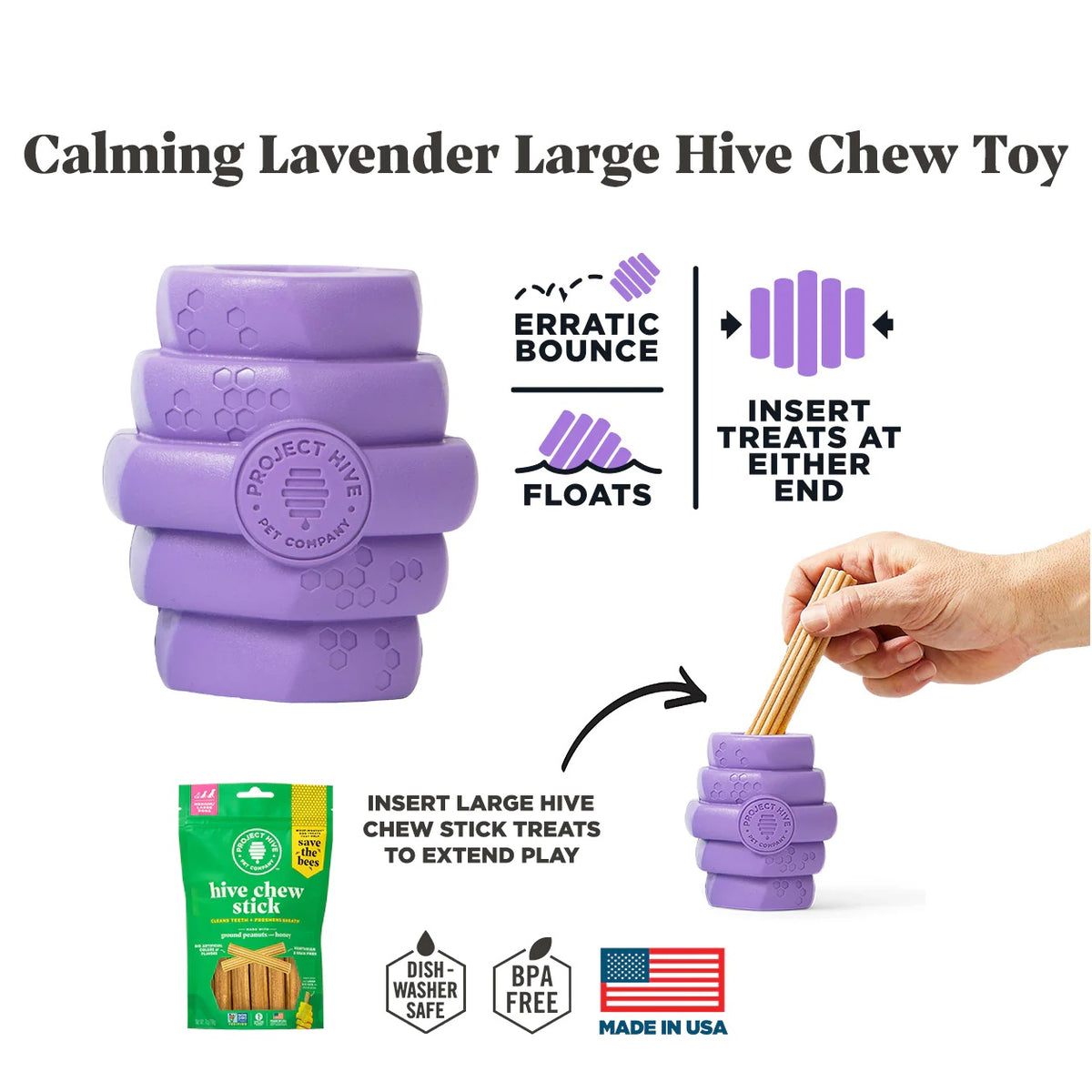 Project Hive Calming Lavender Scent Hive Chew Toy Purple Large