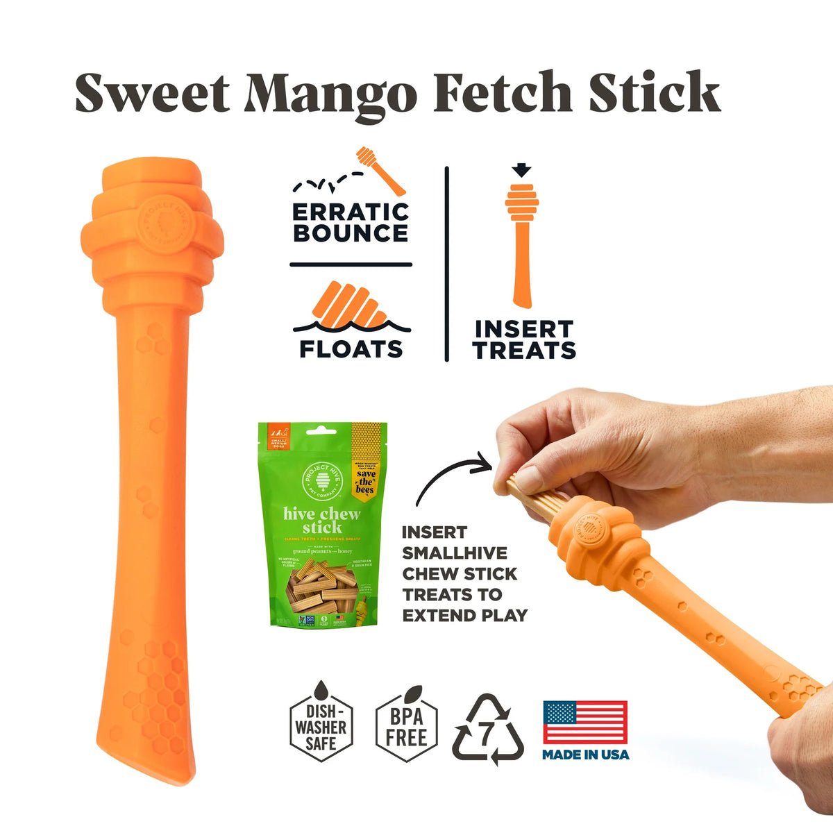 Project Hive Sweet Mango Scent Hive Fetch Stick Orange