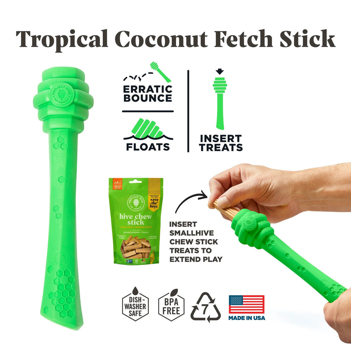 Project Hive Tropical Coconut Scent Hive Fetch Stick Green
