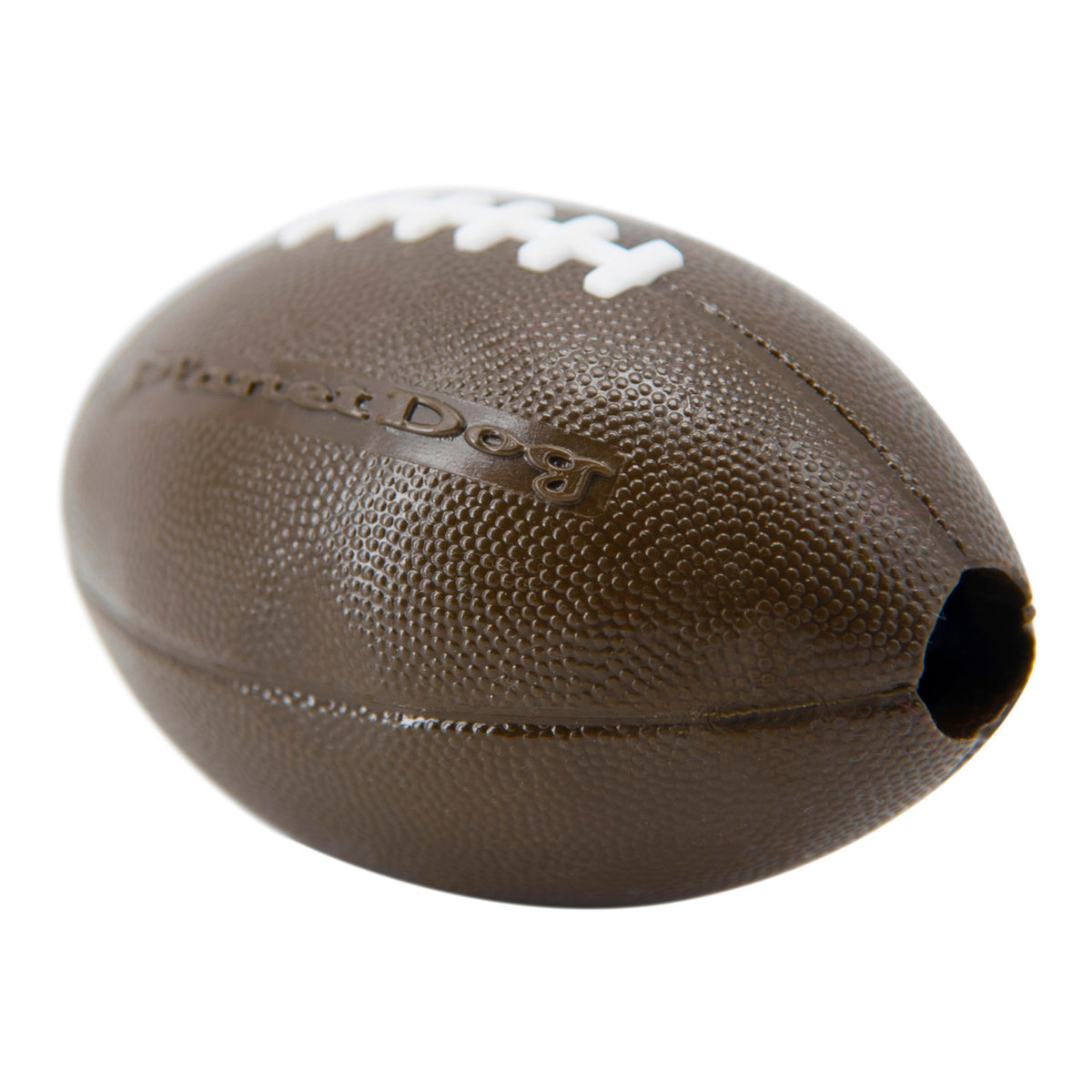 Planet Dog Orbee-Tuff Football Treat-Dispensing Dog Chew Toy Brown