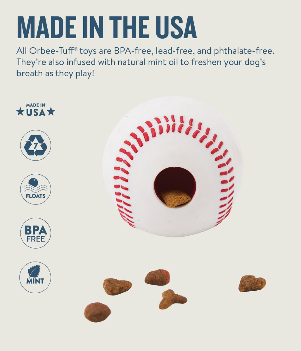 Planet Dog Orbee-Tuff Baseball Treat-Dispensing Dog Chew Toy White