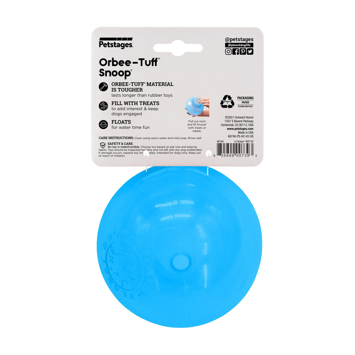 Planet Dog Orbee-Tuff Lil Snoop Interactive Treat-Dispensing Dog Toy Royal