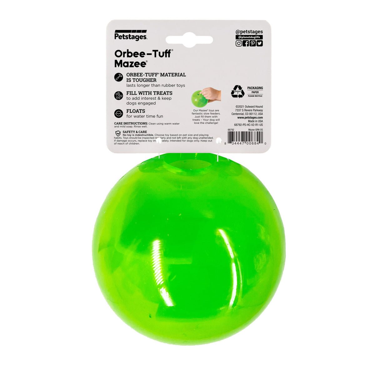 Planet Dog Orbee-Tuff Mazee Interactive Puzzle Dog Toy Green