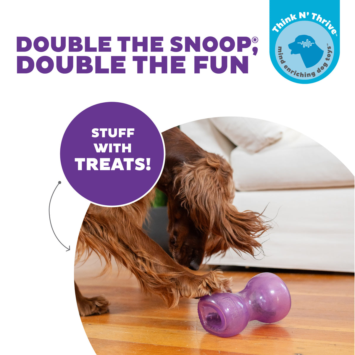 Planet Dog Orbee-Tuff Double Snoop Interactive Treat-Dispensing Dog Toy Purple