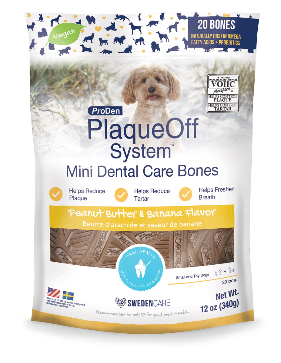 PlaqueOff MINI Dental Care Bones - Peanut Butter & Banana