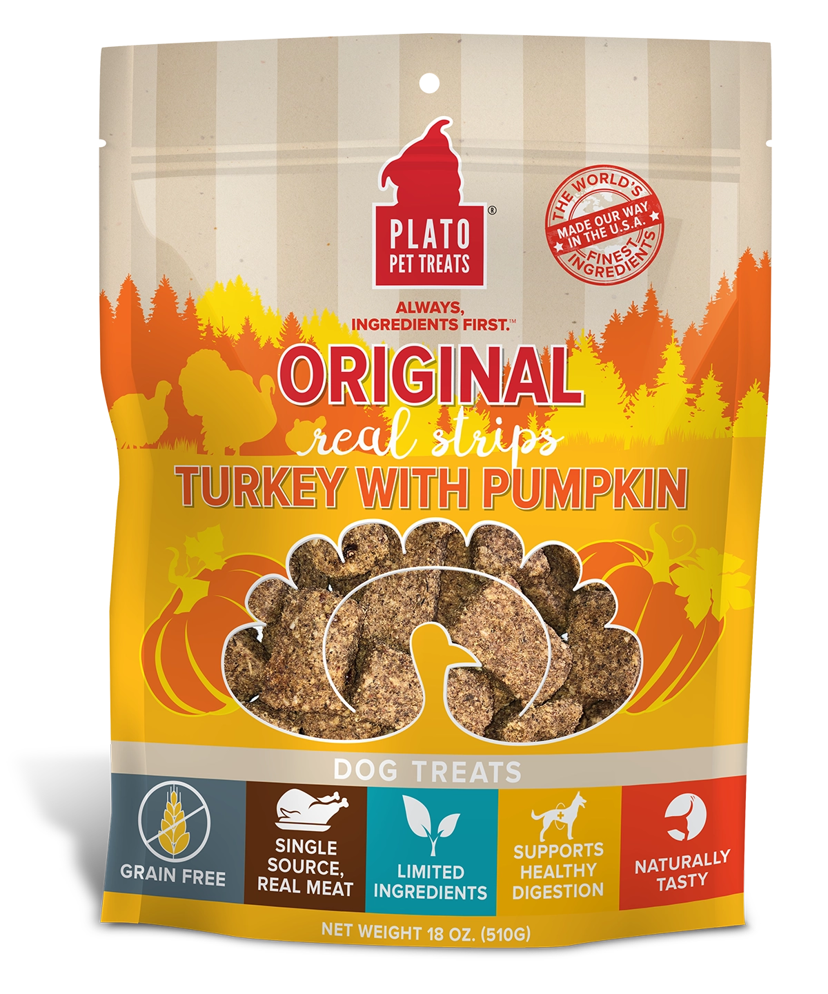 Plato Original Real Strips Turkey & Pumpkin 18oz