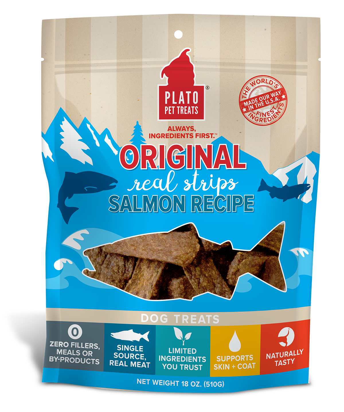 Plato Original Real Strips Salmon 18oz