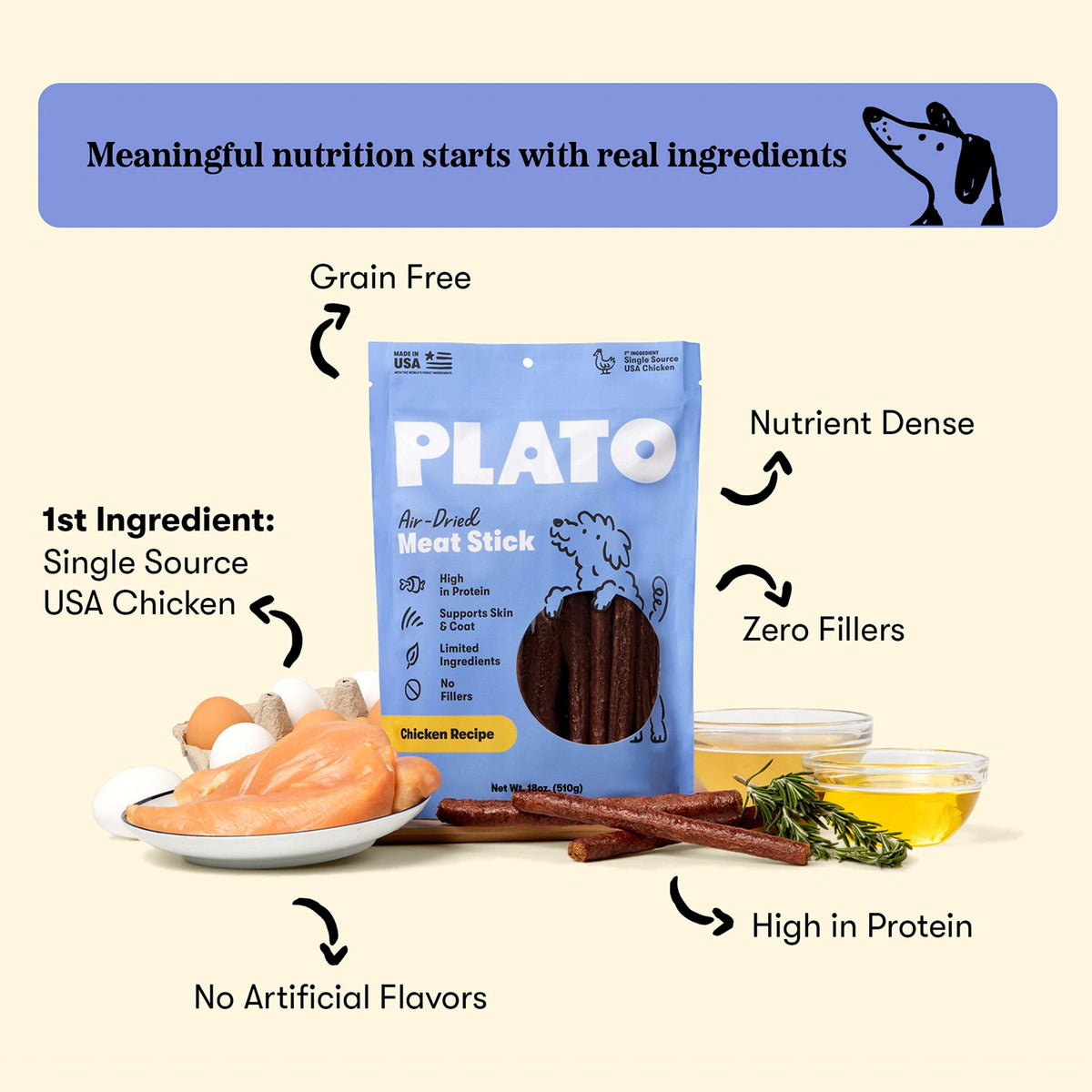 Plato Meat Sticks Chicken 18oz