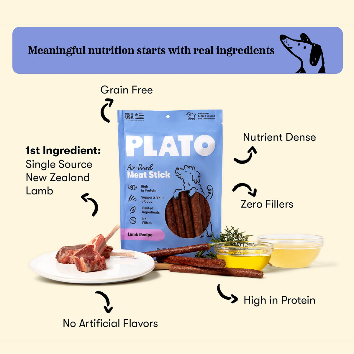 Plato Meat Sticks Lamb 10oz