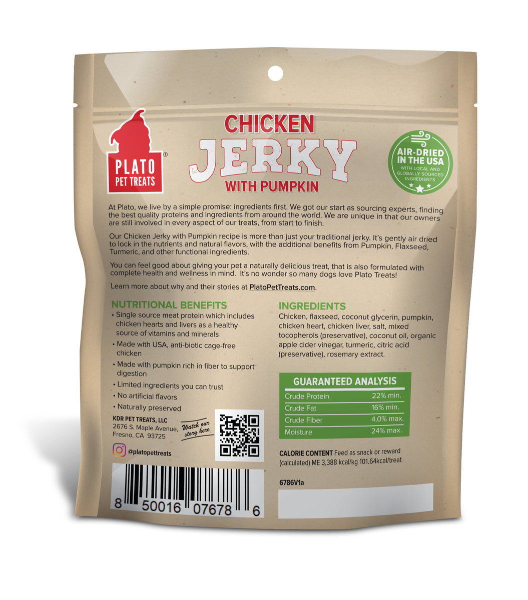 Plato Pet Treats Chicken Jerky with Pumpkin 7oz