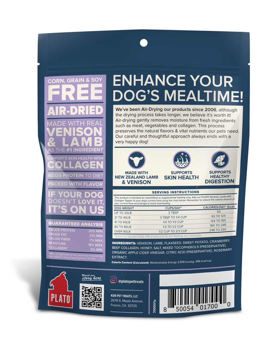 Plato Food Topper Venison, Lamb & Collagen Recipe 5.5oz