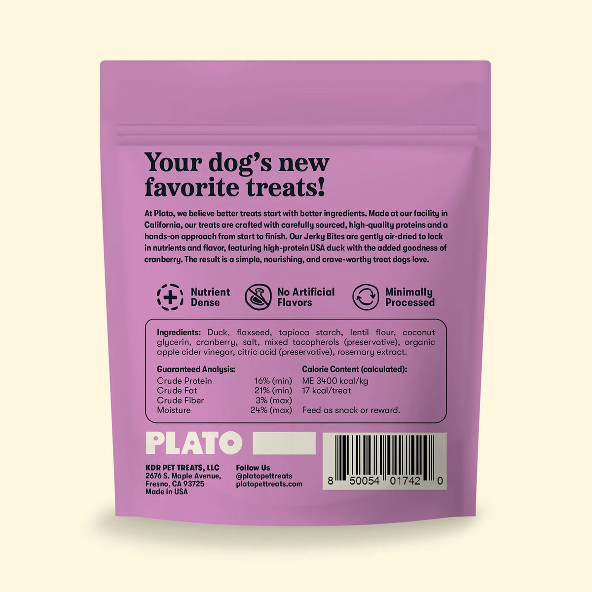 Plato Duck with Cranberry Jerky Bites 6oz