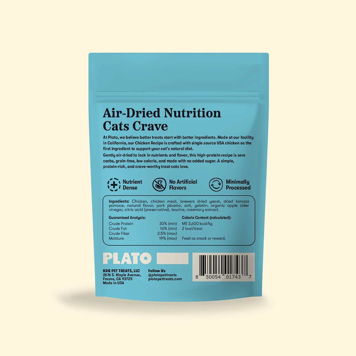 Plato Air-Dried Cat Treats Chicken Recipe 2.5oz