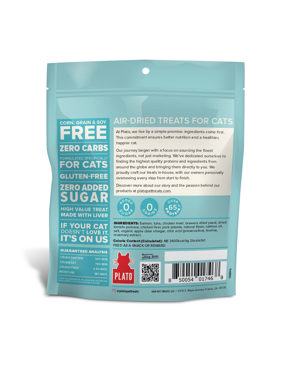 Plato Air-Dried Cat Treats Tuna & Salmon Recipe 2.5oz